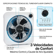 Turboventilador de Mesa Whitenblack WBTWB12 12" 55W Circulador de Aire de 3 Velocidades